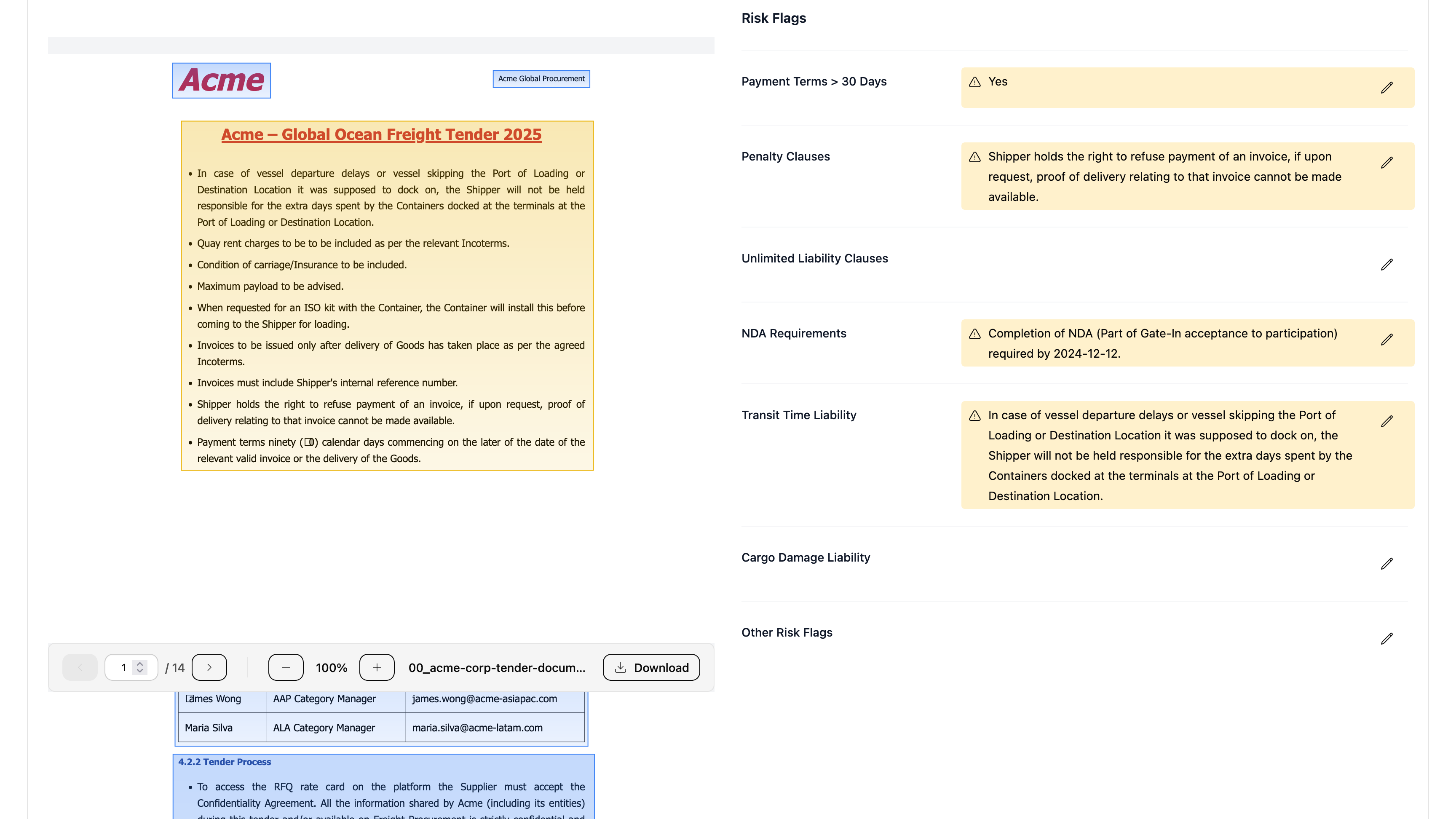 Qualitative Report showing risk flags